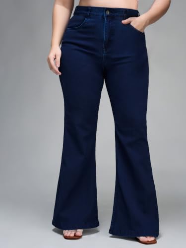 Image of Miss Chase A+ Women's Wide-Leg High Rise Regular-Length Stretchable Denim Jeans