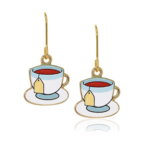 Spinningdaisy Colorful Coffee and Tea with Saucer Earrings (English Tea)