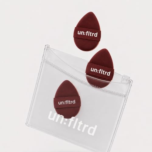 Image of unfltrd Mini Finger Puff Makeup Sponge Set of 3 | Washable Microfibre Air Cushion Powder Puffs with Travel Case | Precision Tip for Liquid, Cream & Powder | Streak-Free, Seamless Blending (PINK)