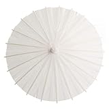 Bestage 33' White Handmade Oiled Parasol Bamboo Silk Umbrella Chinese Japanese Art Classical Dance Umbrella for Wedding Parties Photography Costumes Cosplay Decoration and Other Events