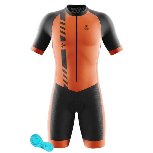 Traje de Triatlón de Manga Corta para Hombre, Traje de Ciclismo Hombres de Traje Tri con 3 Bolsillos Equipo de Triatlón Pantalones Cortos Mangas Cortas de Ciclismo Ropa Maillot (10,M)