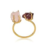 Raw Garnet Rose Quartz Prong Set Spiritual Ring Rough Rose Quartz Genuine 8 Prong Set Garnet Engagement Ring Raw Stone Ring Sterling Silver Ring Silver Ring Gift For Her (11)