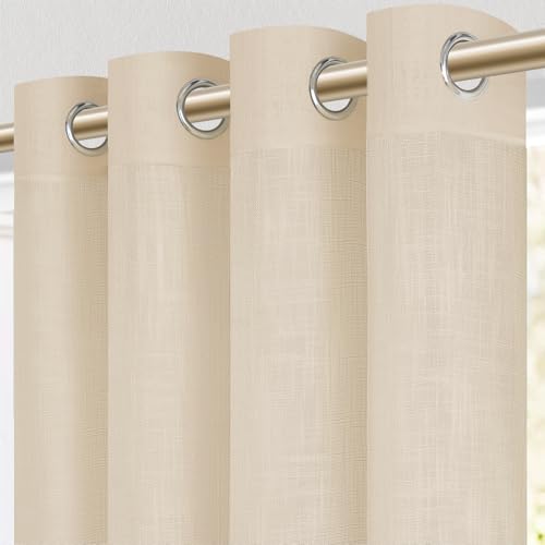 Visillo decorativo elegante MRTREES en lino beige con caída premium para ventanas 2