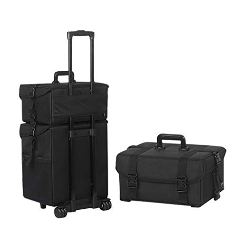 DPPAN 2-in-1 Extra Groß Nylon Trolley Kosmetikkoffer, Professionell Make-up Koffer 4 Rollen, Schminkkoffer zu Künstler… – Bild 5