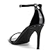 GENSHUO Women's Heeled Sandals Dressy Strappy Stiletto High Heels 3 Inch Square Open Toe Ankle Strap Buckle Sexy Prom Wedding Dress Shoes Ankle Wrap Patent Black Size 9