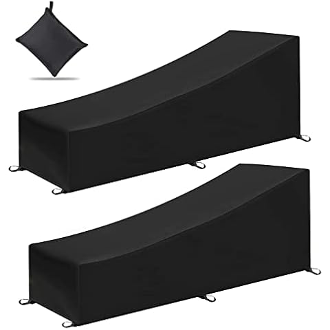 AUPERTO 2Pcs Sun Lounger Cover - Garden Rattan Patio Furniture Protector, Waterproof, Windproof, Anti-UV(200 * 70 * 40 * 75cm) Cover