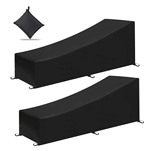 AUPERTO 2Pcs Sun Lounger Cover - Garden Rattan Patio Furniture Protector, Waterproof, Windproof, Anti-UV(200 * 70 * 40 * 75cm)