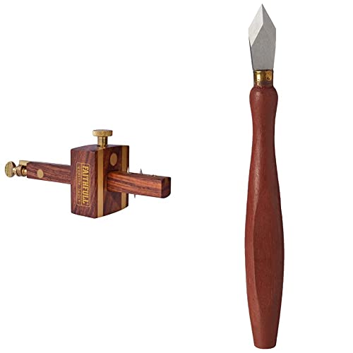 Faithfull Rosewood Combination Gauge-Screw Adj & FAIMKNIFE Marking Knife 175mm (7in)