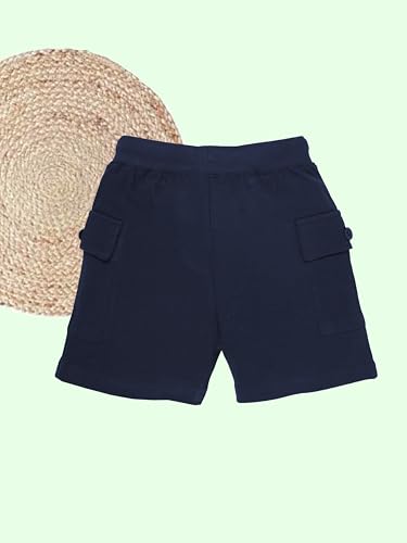 Image of KiddoPanti Boys 100% Cotton Knitted Above Knee Length Basic Cargo Shorts