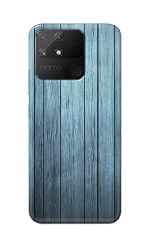 Image of Printed Hard Back Cover Case for Realme Narzo 50A Back Cover (Wooden Blue) -1302