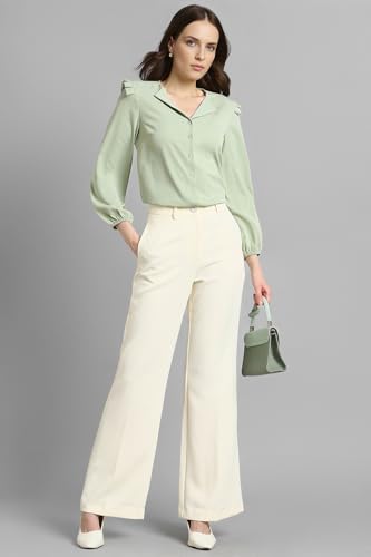 Image of Van Heusen Women Polyester Regular Fit Solid Full Sleeve Casual Shirt