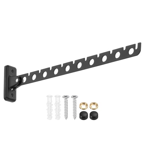 uxcell 1 colgador de pared de 14.76 x 1.3 pulgadas, estante de secado de ropa plegable, colgador de lavandería, perchero para dormitorio, baño, armario, color negro