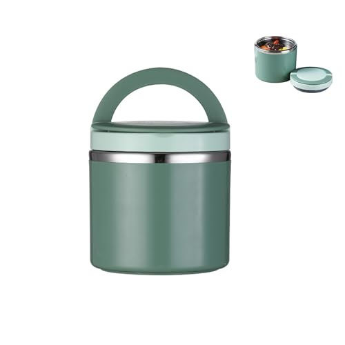Lusacy Termo de acero inoxidable para alimentos, 1 L, a prueba de fugas, termo para alimentos, recipiente térmico con asa (verde)