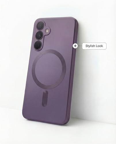 Image of amazon basics Premium Mag-Safe Case for Samsung Galaxy A17 5G | Shockproof & Anti-Scratch Cover | Soft Silicone with Wireless Charging | Camera Lens Guard - Purple