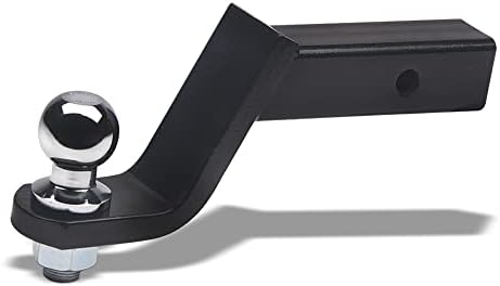 Universal 4" Drop Rear Bumper Trailer Tow Hitch Loaded Ball Mount with Pin & Clip Kit for 2" x 2" Towing Receiver Tube