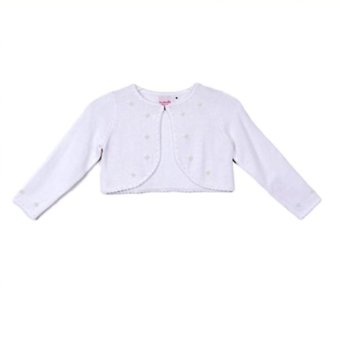 Classy 3010 White Pearl Beaded Sweater for Girl - Size S (2-4)