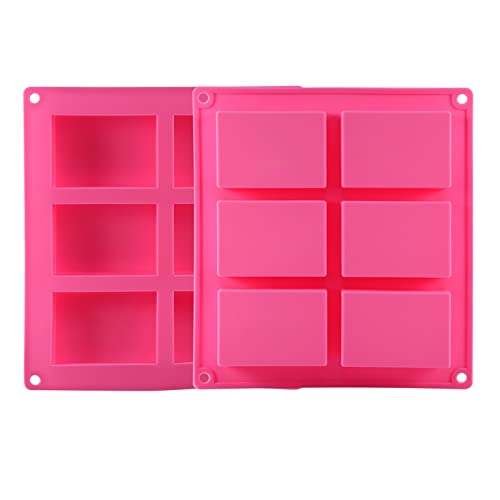 Omabeta Silicone Soap Mold, 6 Cavity Rectangle DIY Baking Candle Making Mould, with Non Skid Base, for Homemade Soap Dessert Craft