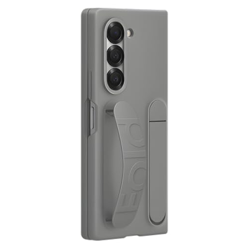 Image of Polycarbonate & Tempered Glass Compatible with Samsung Galaxy Z Fold 7 Case with Wristband Stand, Built-in Screen & Lens Protection, Shockproof Full Body Protection (Grey)