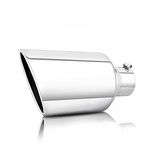 4 Inlet Exhaust Tip,MONOKING Universal Stainless Steel Bolt On Exhaust Tips for Truck Car Tailpipes 4 Inlet 8 Outlet 15 Long
