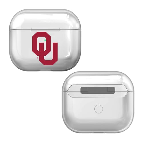 Head Case Designs Officially Licensed University of Oklahoma OU Plain Clear Hard Crystal Cover Compatible with Apple AirPods 3 3rd Gen Charging Case