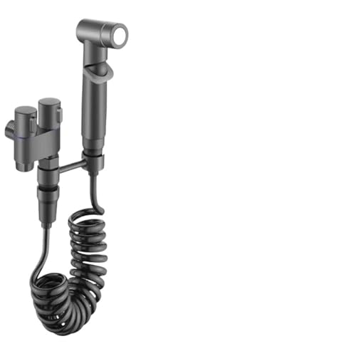 Vanne d'angle de salle de bain en alliage de zinc à fixation murale pour bidet de toilette - Ensemble pulvérisateur à deux sorties pour nettoyage de l'eau pour accessoires de toilette (ensemble de