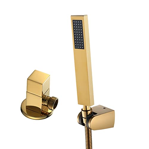 Pommeau de douche à main haute pression en laiton doré avec flexible 1,5m