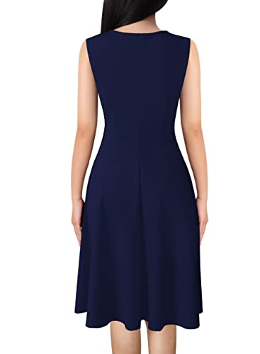 Image of VFSHOW Womens Front Zipper Work Business A-Line Dress Elegant Professional Office Career Church Fit and Flare Skater Dresses