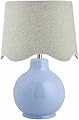 BoutiqueRugs Pojezerje Bohemian Ceramic Table Lamp for Bedroom, Bedside Nightstand - Decorative Boho Tabletop Lamp for Living Room - Rattan Shade - Light Blue, Cream