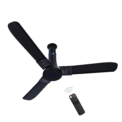 Image of atomberg Studio+ 1200mm BLDC Ceiling Fan with Remote Control | BEE 5 star Rated Energy Efficient Ceiling Fan | High Air Delivery with LED Indicators | 3 Year Warranty (Onyx Black)