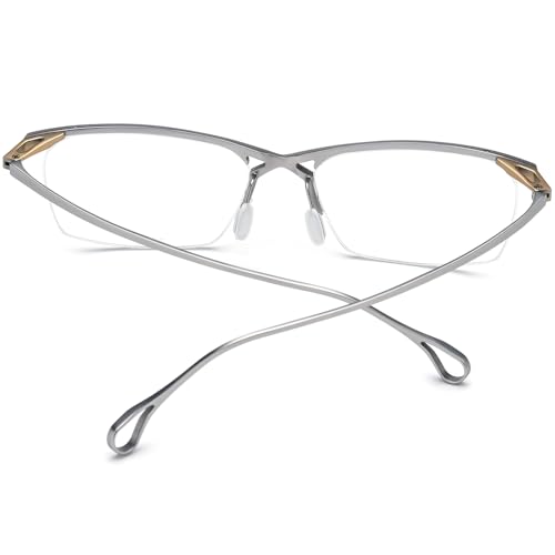 Image of FONEX Pure Titanium Glasses Frame Men Semi Rimless Square Eyeglasses Eyewear DTX416