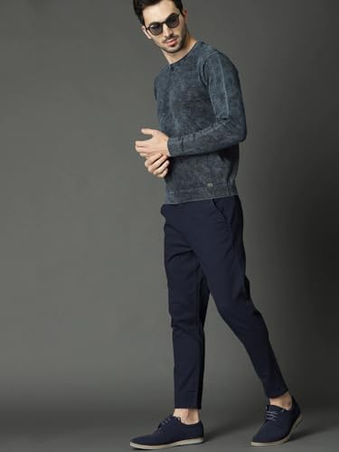 Image of Men's Slim Fit Cotton Blend Trousers - Stretchable Casual & Office Wear