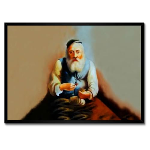 Poster juif porte-bonheur de qualité supérieure cadre blanc 70x50 cm d'exception