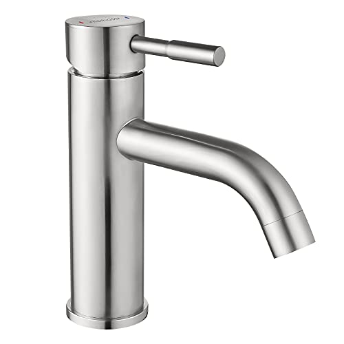 Interhasa! Bathroom Faucet Brushed Nickel Single Hole Bathroom Sink Faucet Vanity Modern Bath Stainless Steel Single Handle Faucet for Laundry, Washbasin, Rv Vessel