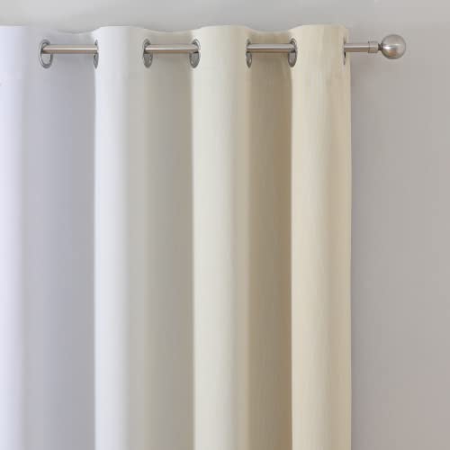 Estelar Textiler Beige and Greyish White Blackout Curtains 102 Inches Long for Bedroom, Thermal Insulated Full Room Darkening Grommet Gradient Drapes for Living Room, 52Wx102L, 2 Panels