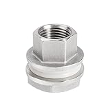 FERRODAY Stainless Steel 1/2” NPT Weldless Bulkhead Strong Gaskets Easy to Use Bulkhead Fitting for Homebrew Kettles Beer Rain Barrel Weldless Bulkhead Aquarium Adapter 1/2 Weldless Bulkhead Fitting