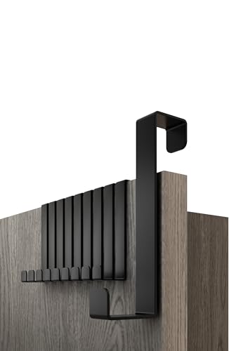Menz Porte-manteau pour porte, set de 10 - crochet porte noir, 1,6-2,2 cm x 8 cm - fixation stable, attache durable