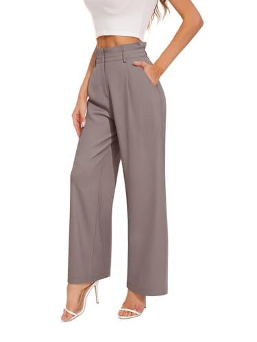 NIMIN Wide Leg Dress Pants Women Business Casual Trousers High Waisted Work Pants 2025 Fall Outfits Fashion Palazzo Slacks with Pockets, Oxford Tan Large