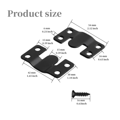 Image of 4 Pairs Interlocking Flush Mount Bracket Picture Hanging Hooks Stainless Steel Heavy Duty Photo Frame Hook Large Picture Hanger Buckle Furniture Connector Headboard Wall Mounting Hardware（Black）