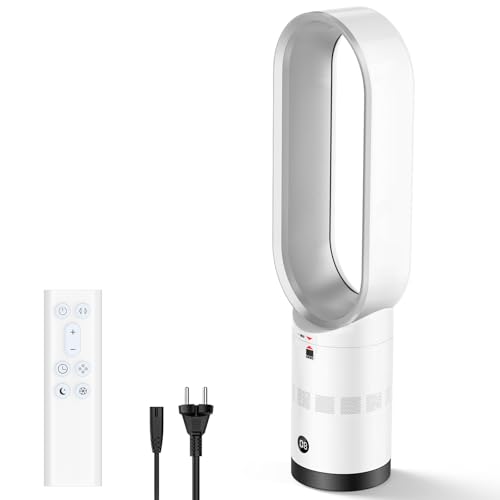 Rotorloser Ventilator 60cm Turmventilator sehr Leise 30dB mit Brushless-Motor 10 Geschwindigkeiten 90 Oszillation & 20 Neigung 9h Timer Fernbedienung Ventilator für Schlafzimmer & Baby