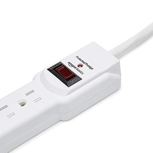 Amazon Basics 6-Outlet, 200 Joule Surge Protector Power Strip, 2 Foot, White - Pack Of 2 #TOP2