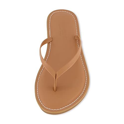 Cushionaire Women's Cora Flat Flip Flop Sandal With +Comfort, Natural 8.5 #TOP2
