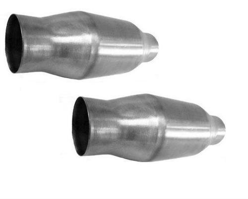 Pair 2.5" Universal Spun Catalytic Converter High Flow Stainless Steel #TOP6
