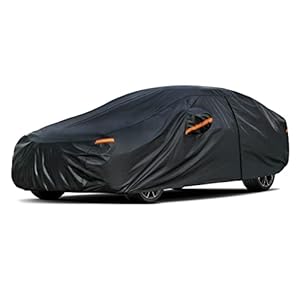 Kayme Car Cover Waterproof Breathable, Outdoor Full Cover Sun Rain Dust All Weather Protection with Zip and Cotton Lined…