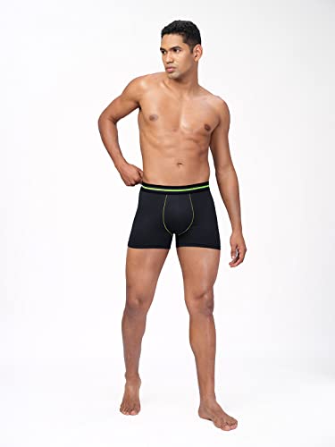 Image of TECHNOSPORT Men's Colorblock Trunks Underwear with ElastoLITE 4 Way Stretch Lightweight Breathable Moisture Wicking Soft Anti Odour Anti Microbial Comfort Fit Boxer Briefs Innerwear for Men