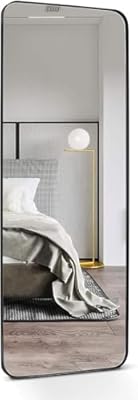ANDY STAR 18" x 48" Full Length Wall Mirror, Large Black Mirror for Bathroom, Rounded Corner Rectangle Body Mirror for Floor and Leaning