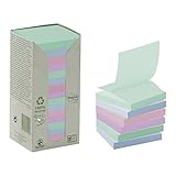 Post-it R3301RPT Haftnotiz Recycling Z-Notes Tower Pastel Rainbow, 76 x 76 mm, 100 Blatt, 16 Block
