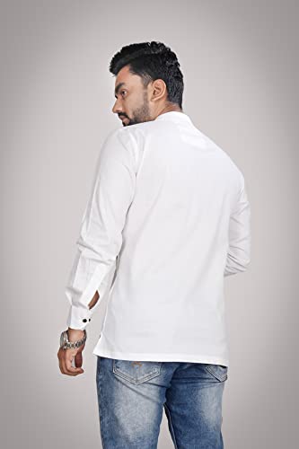 Image of Men's Cotton Regular Short Kurta | Casual & Ethnic Wear with Long Sleeve