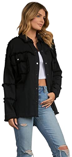 ELAN Women's Rock and Roll Distressed Button Up Jacket2