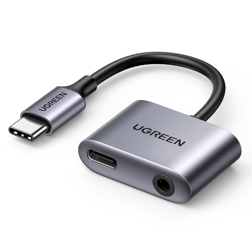 UGREEN USB C to 3.5mm Headphone and Charger Adapter 2 in 1 Type C to Aux Audio Jack with PD 60W Fast Charging Dongle for Headphone Earbud Compatible with Samsung S25 Ultra iPad Pro Switch 2