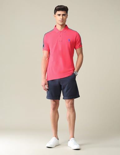 Image of U.S. Polo ASSN. Solid Regular Fit Polo T Shirts for Men - 100% Cotton, Half Sleeves Mens Tshirt